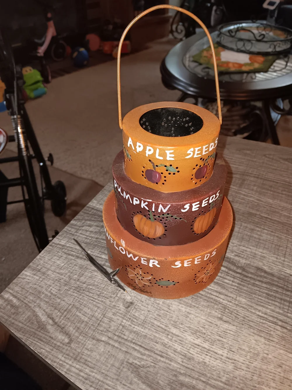 Orange & Brown Stackable Seed Canister Lantern
